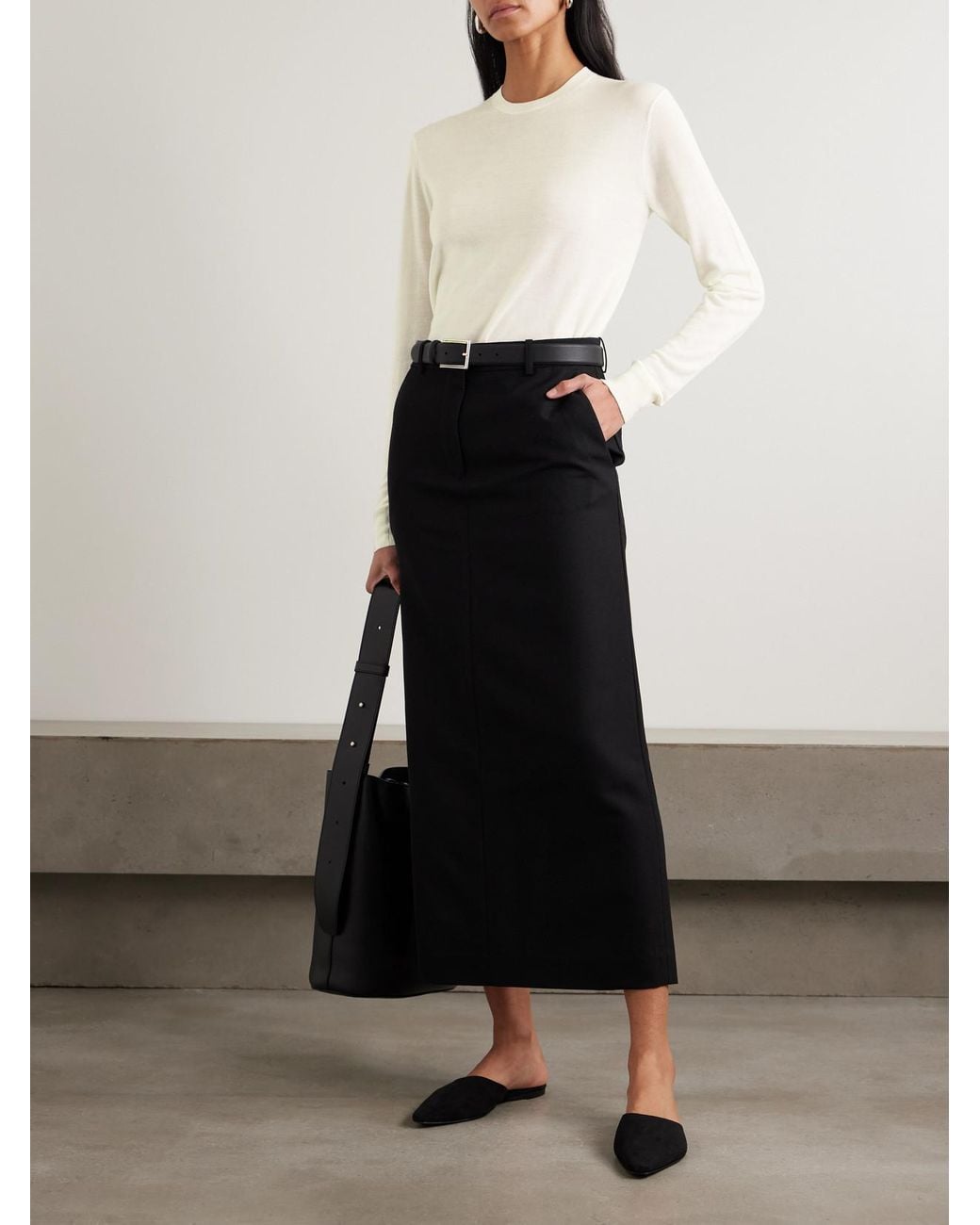 Totême White Garderob Wool And Silk-Blend Sweater