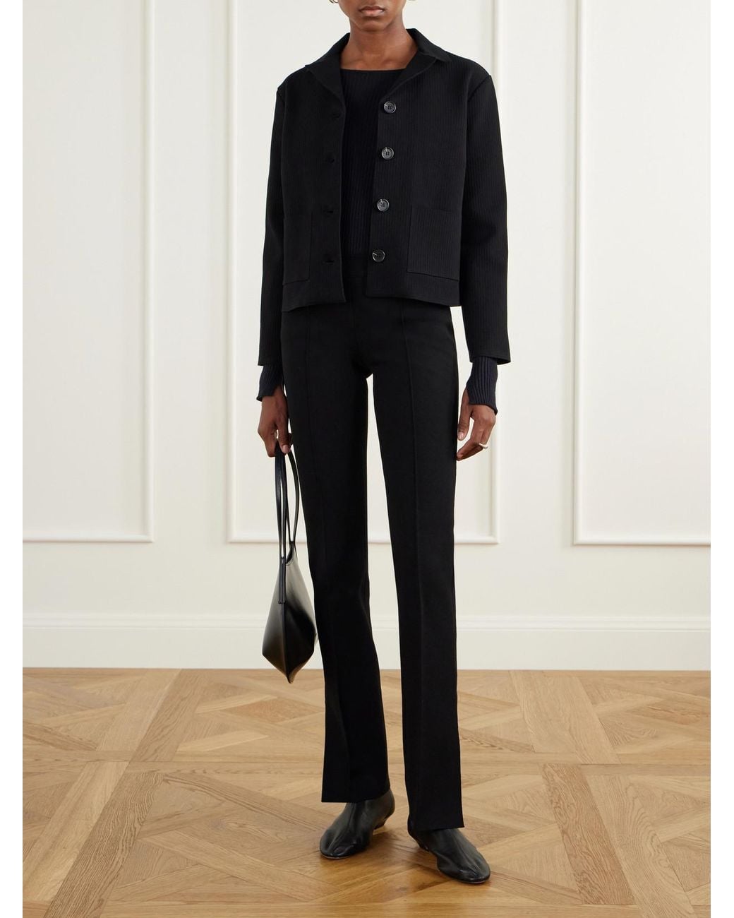 High Sport Black Maude Ribbed Cotton-Blend Jacket