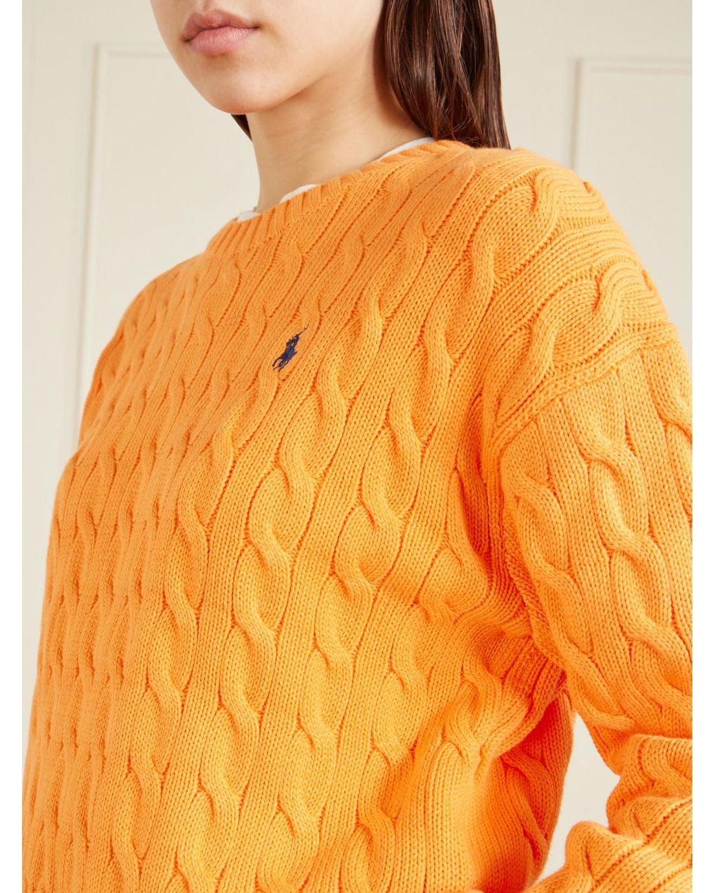 Polo Ralph Lauren Orange Cotton Cable-Knit Sweater