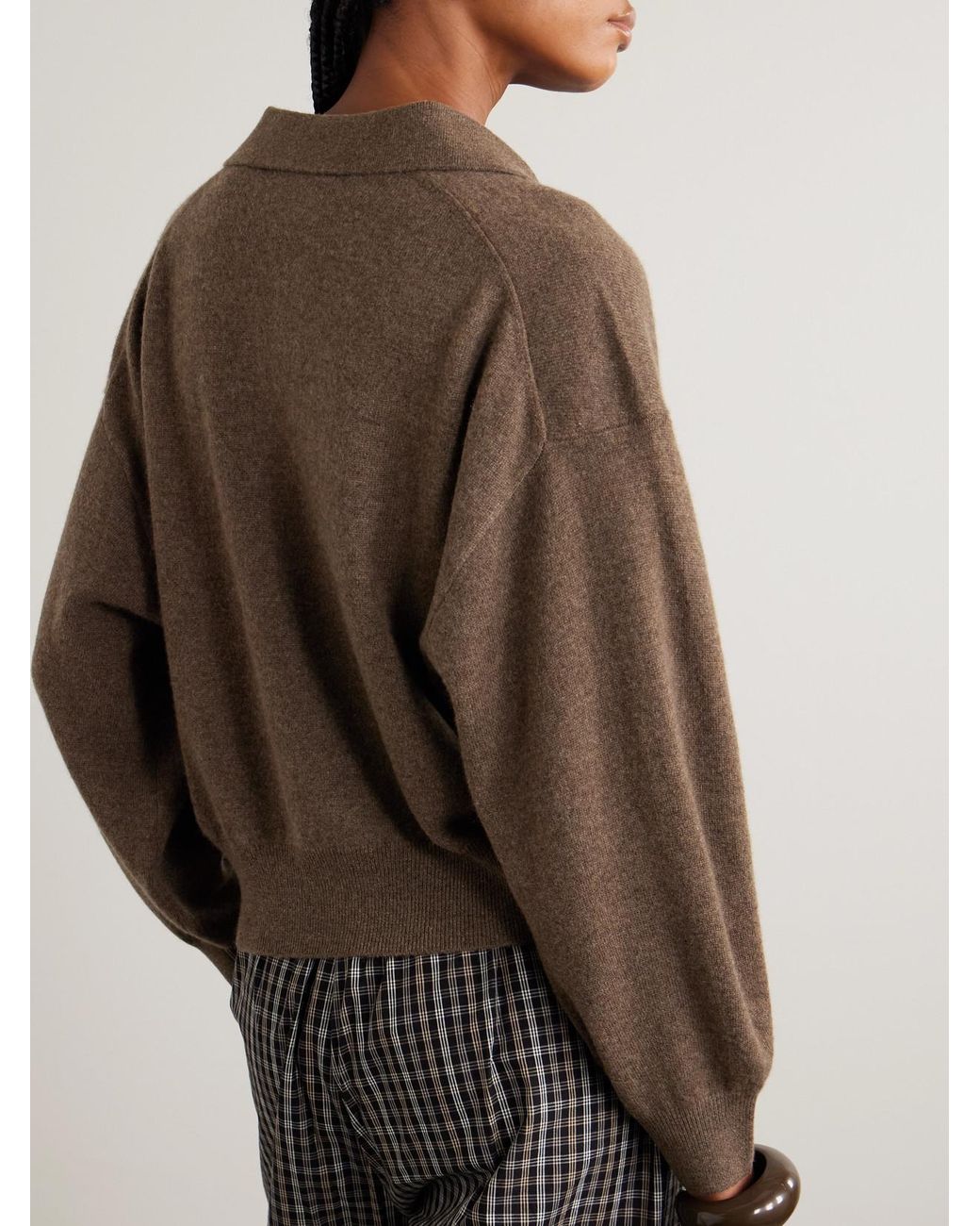 Lisa Yang Brown Katriel Cashmere Polo Sweater