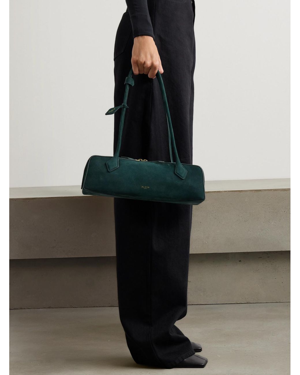 Alaïa Green Le Teckel Medium Nubuck Shoulder Bag