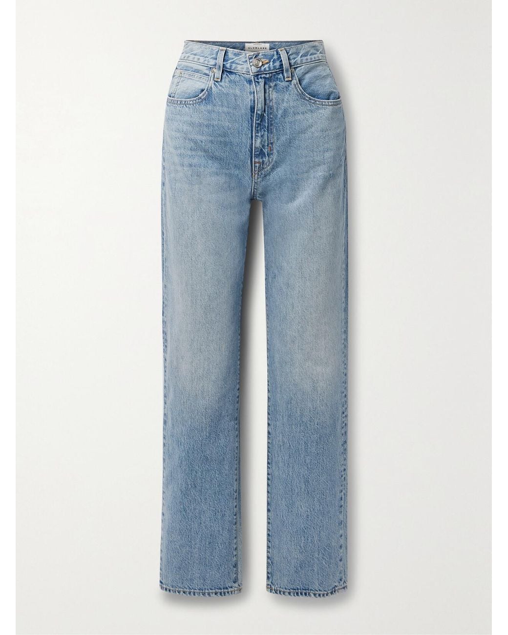 SLVRLAKE Denim Blue London Organic High-Rise Straight-Leg Jeans