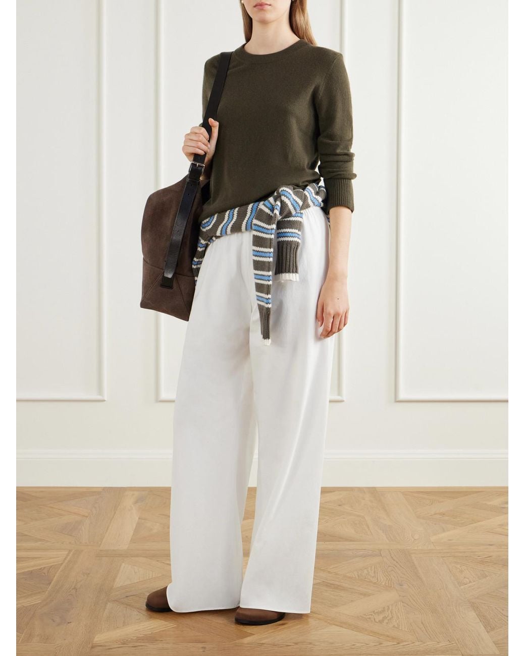 La Ligne Green Solid Lean Lines Cashmere Sweater