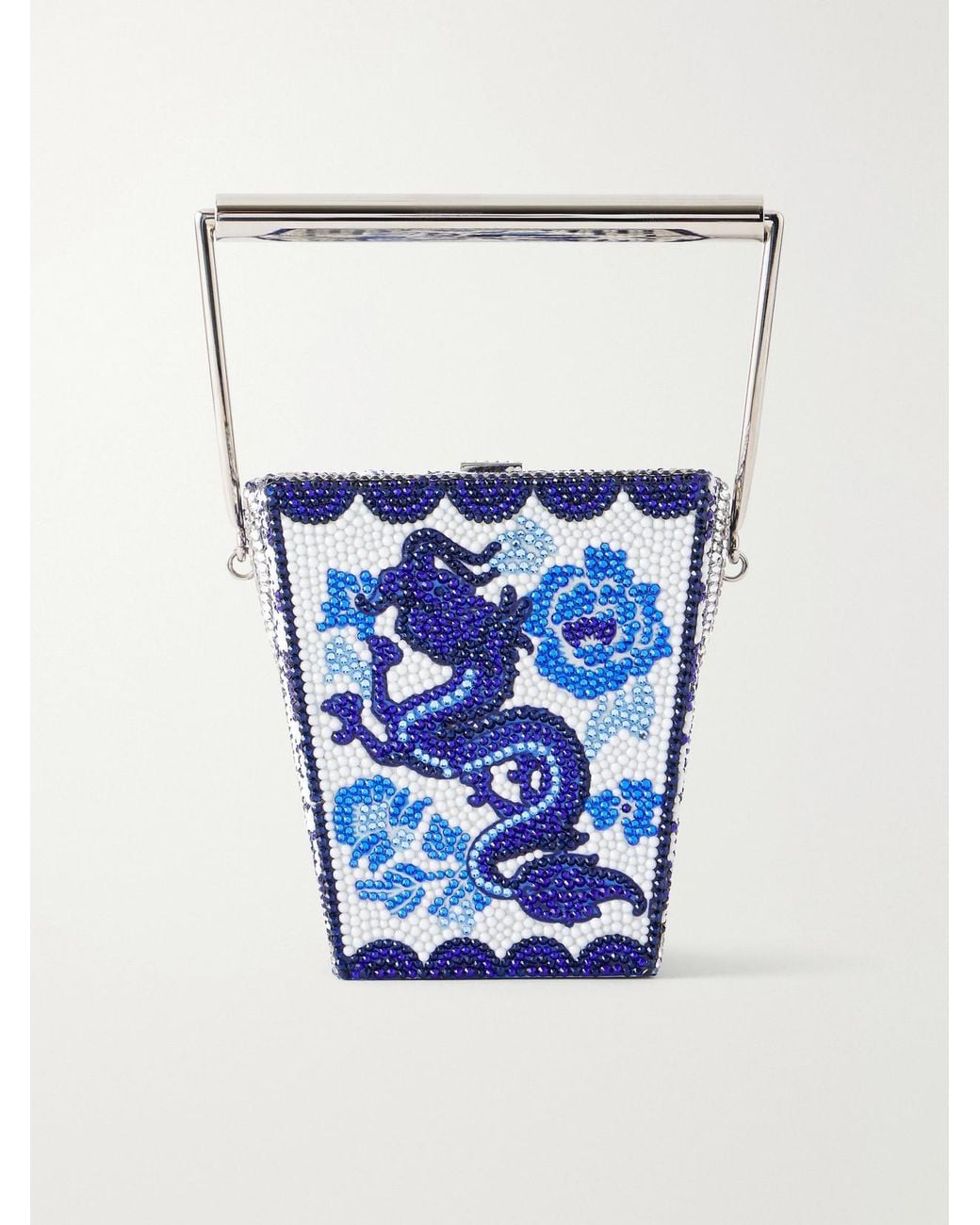 Judith Leiber Blue Dragon Take Away Box Crystal-Embellished-Tone Clutch