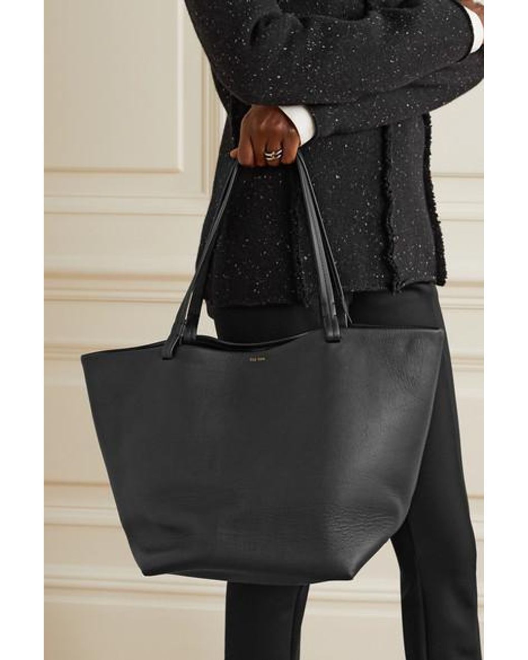 The Row Park 3 Medium Leather Tote - Black - ShopStyle Shoulder Bags