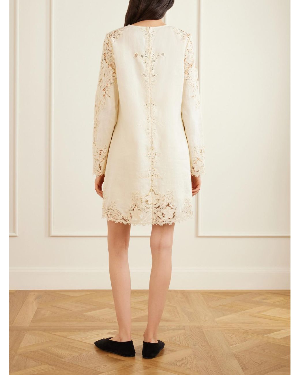 Ulla Johnson Natural Broderie Anglaise-Trimmed Linen Mini Dress
