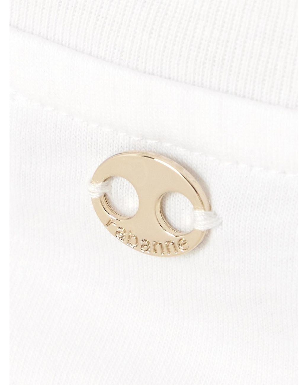 Rabanne White Cropped Embellished Gathered Cotton-Jersey T-Shirt
