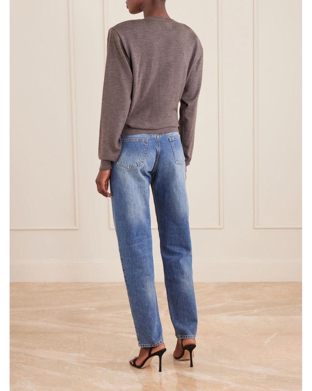 Magda Butrym Brown Knotted Cropped Wool Sweater