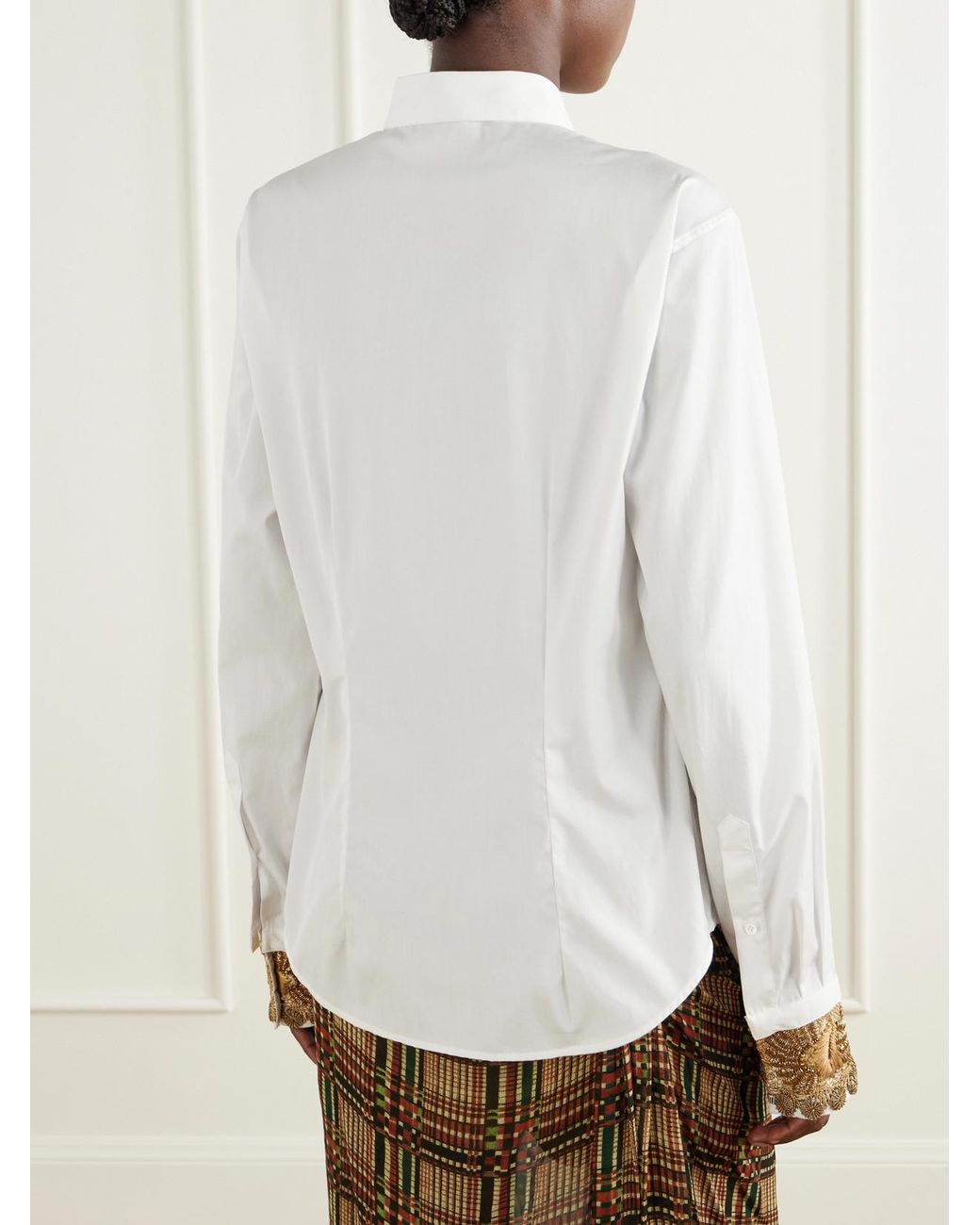 Dries Van Noten White Embroidered Cotton-Poplin Shirt