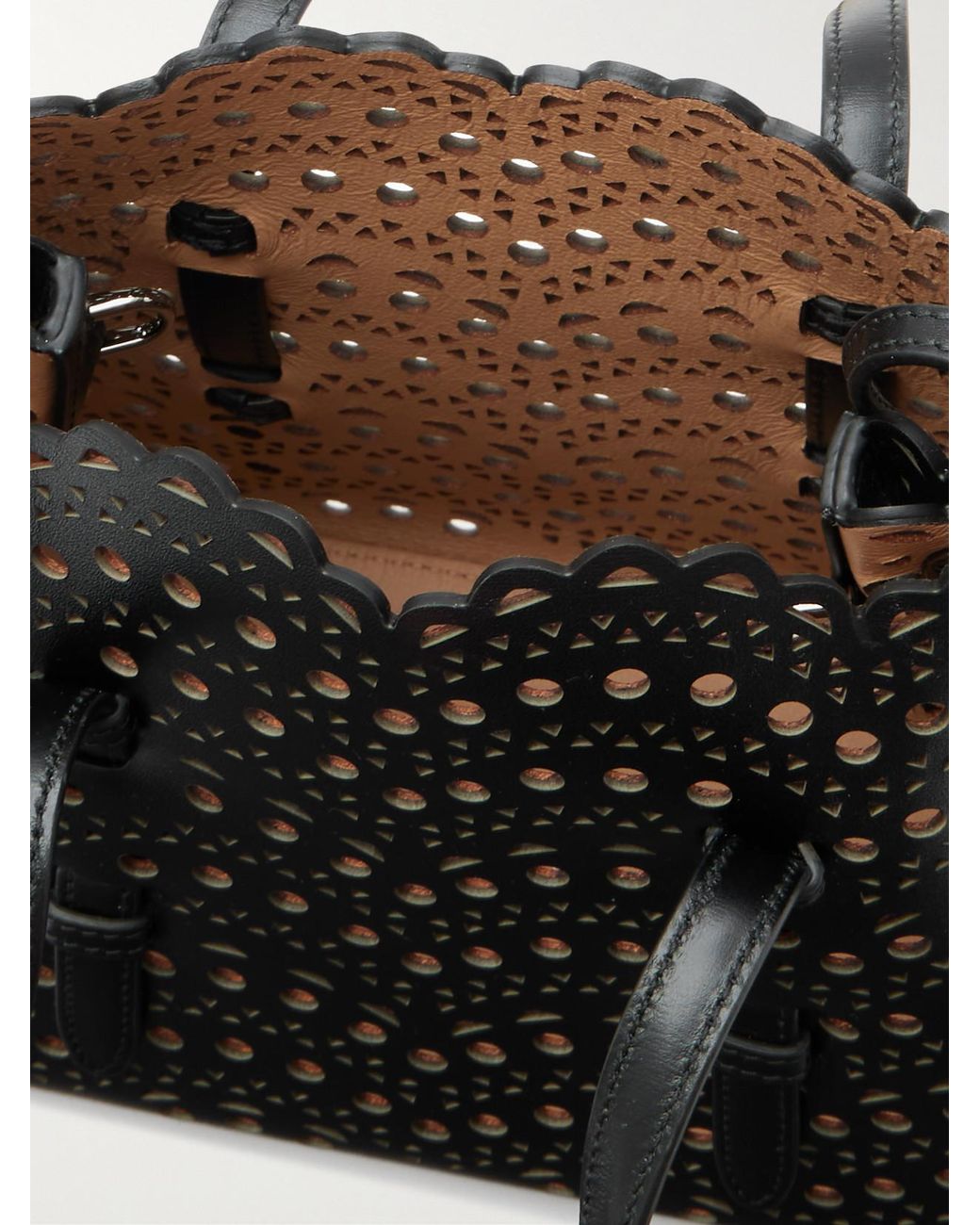 Alaïa Black Mina 20 Laser-Cut Leather Tote