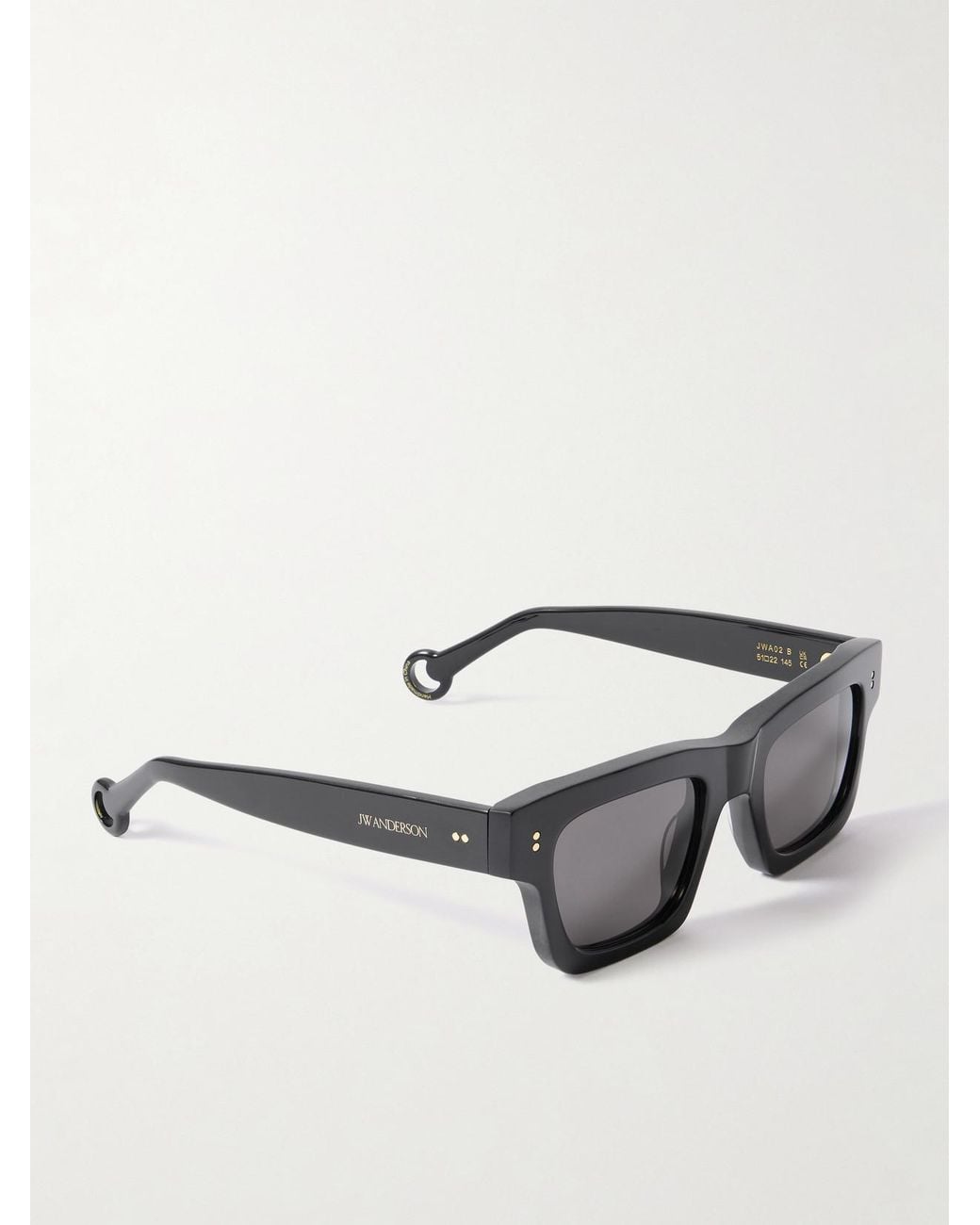 J.W. Anderson Black Rectangular-Frame Acetate Sunglasses