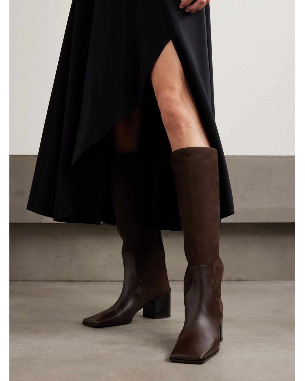 Alaïa Brown Nubuck And Leather Knee Boots
