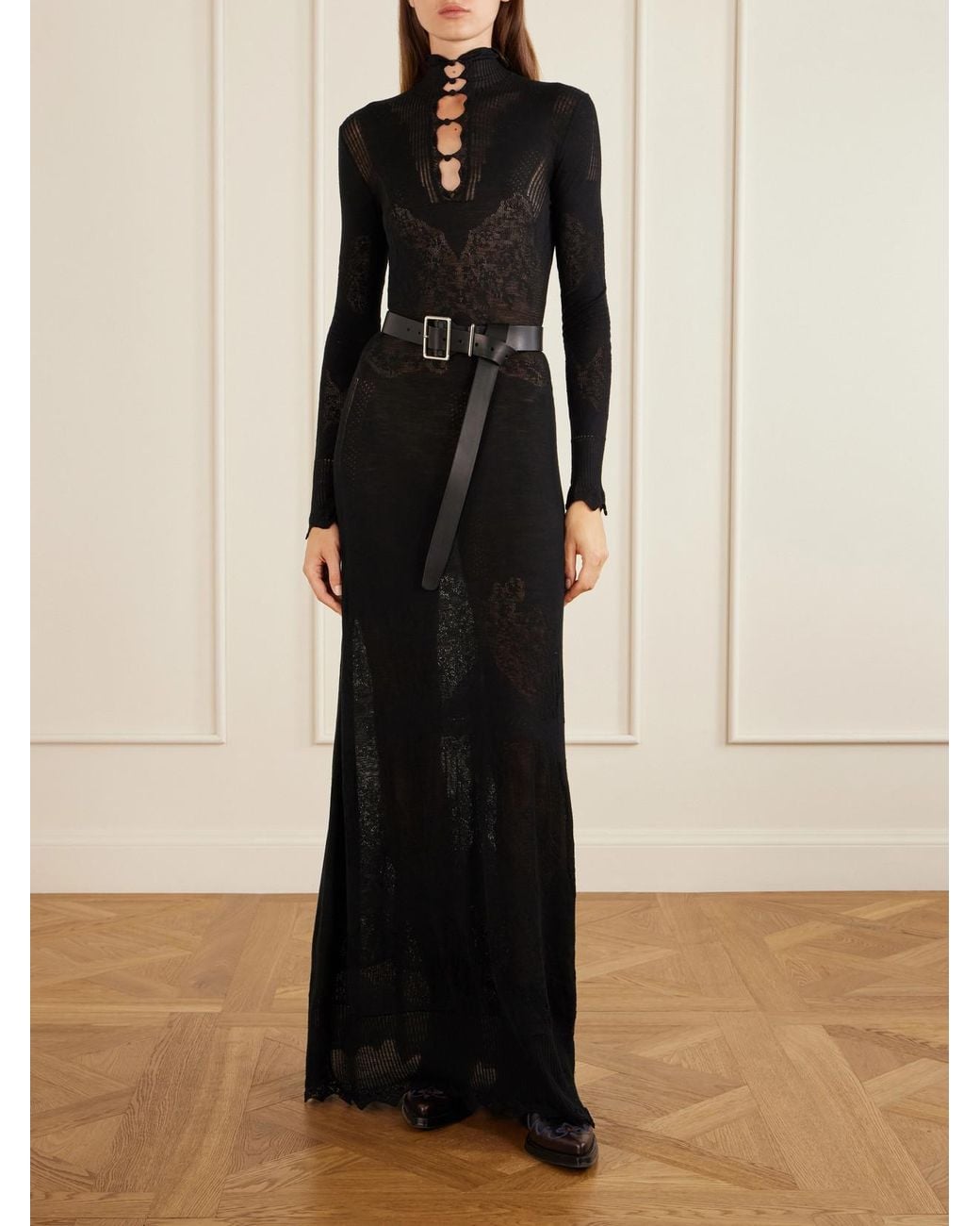 Gabriela Hearst Black Solace Ribbed-Knit Virgin Wool Maxi Dress