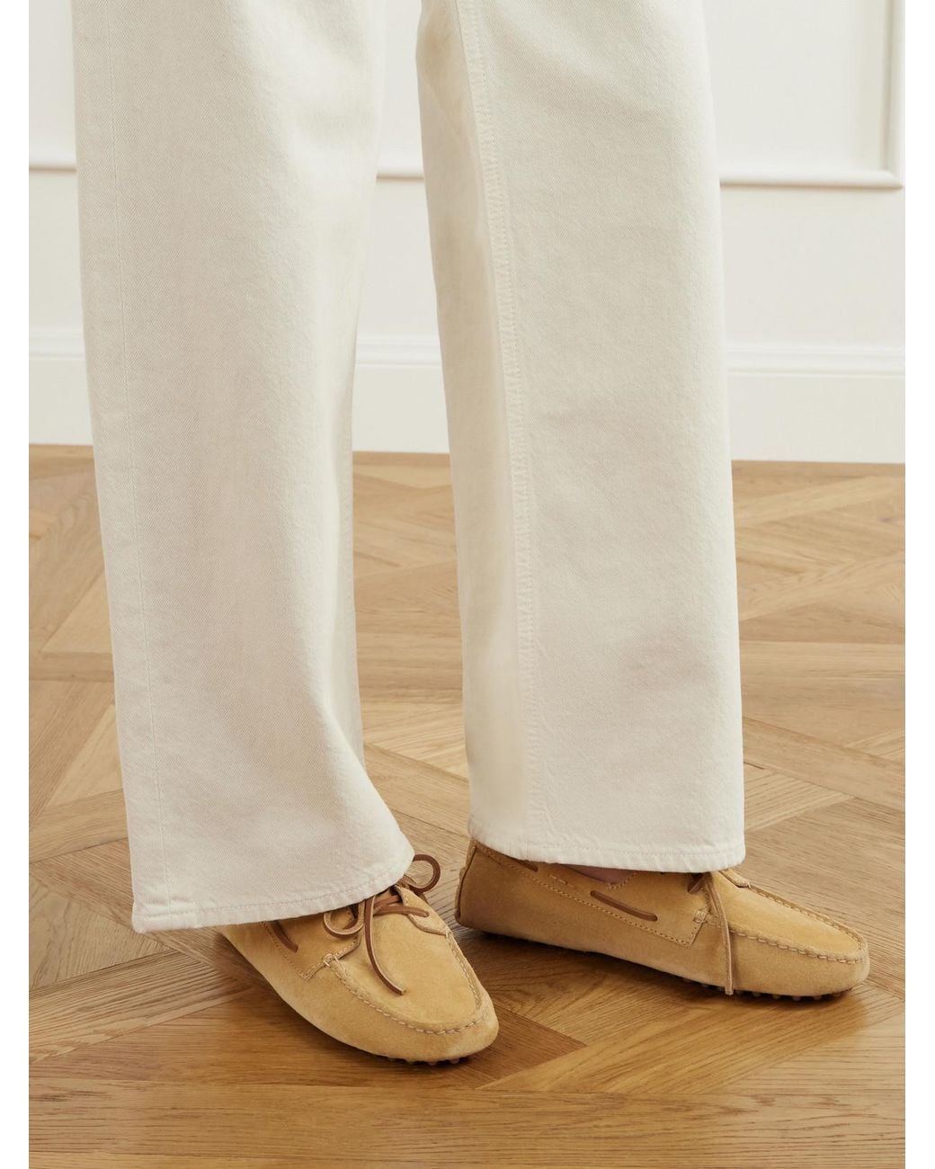 Polo Ralph Lauren Natural Bow-Detail Suede Moccassins