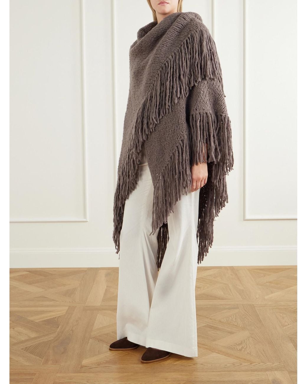 Gabriela Hearst Brown Lauren Fringed Cashmere Wrap