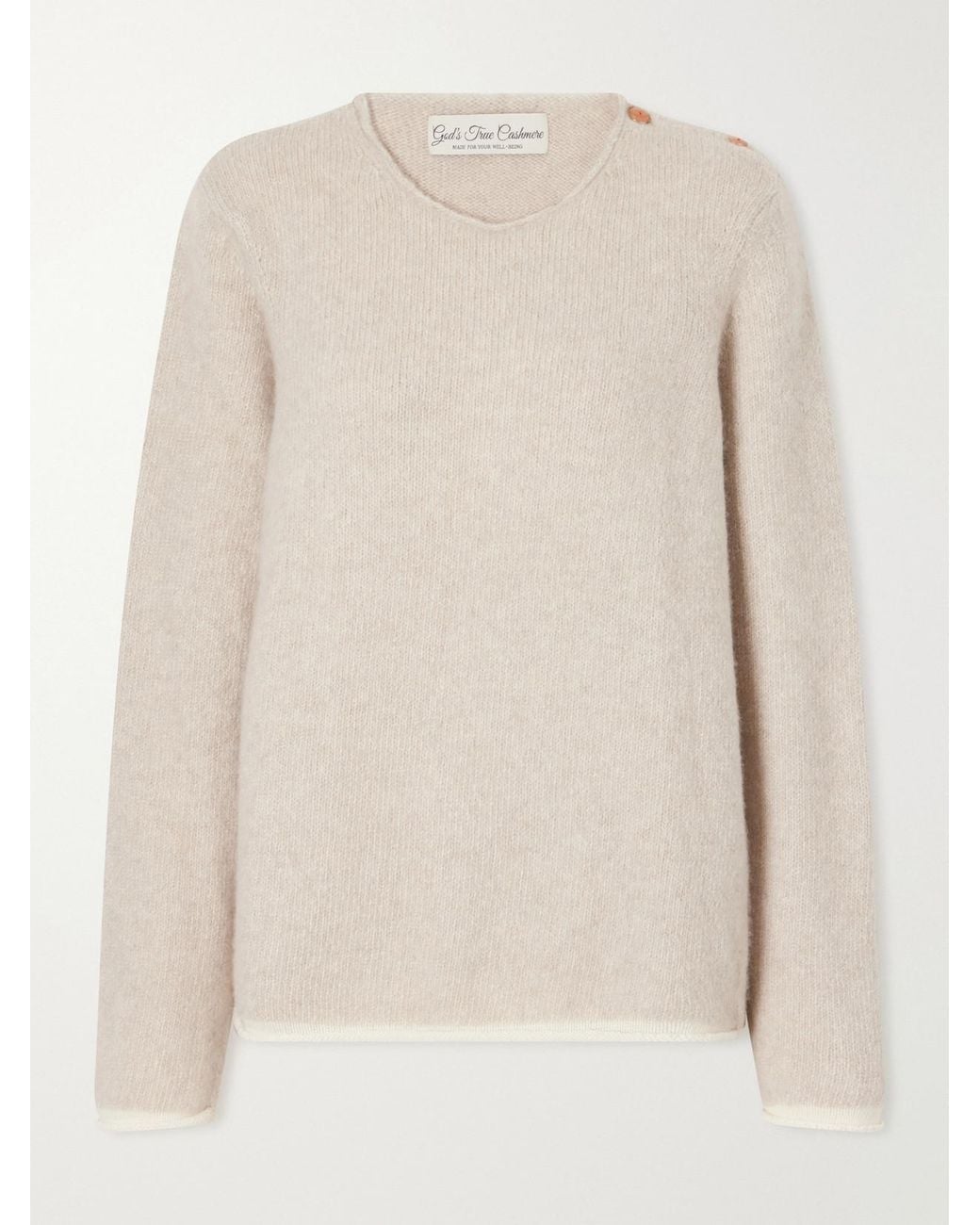 God's True Cashmere Natural Carnelian Cashmere-Bouclé Sweater