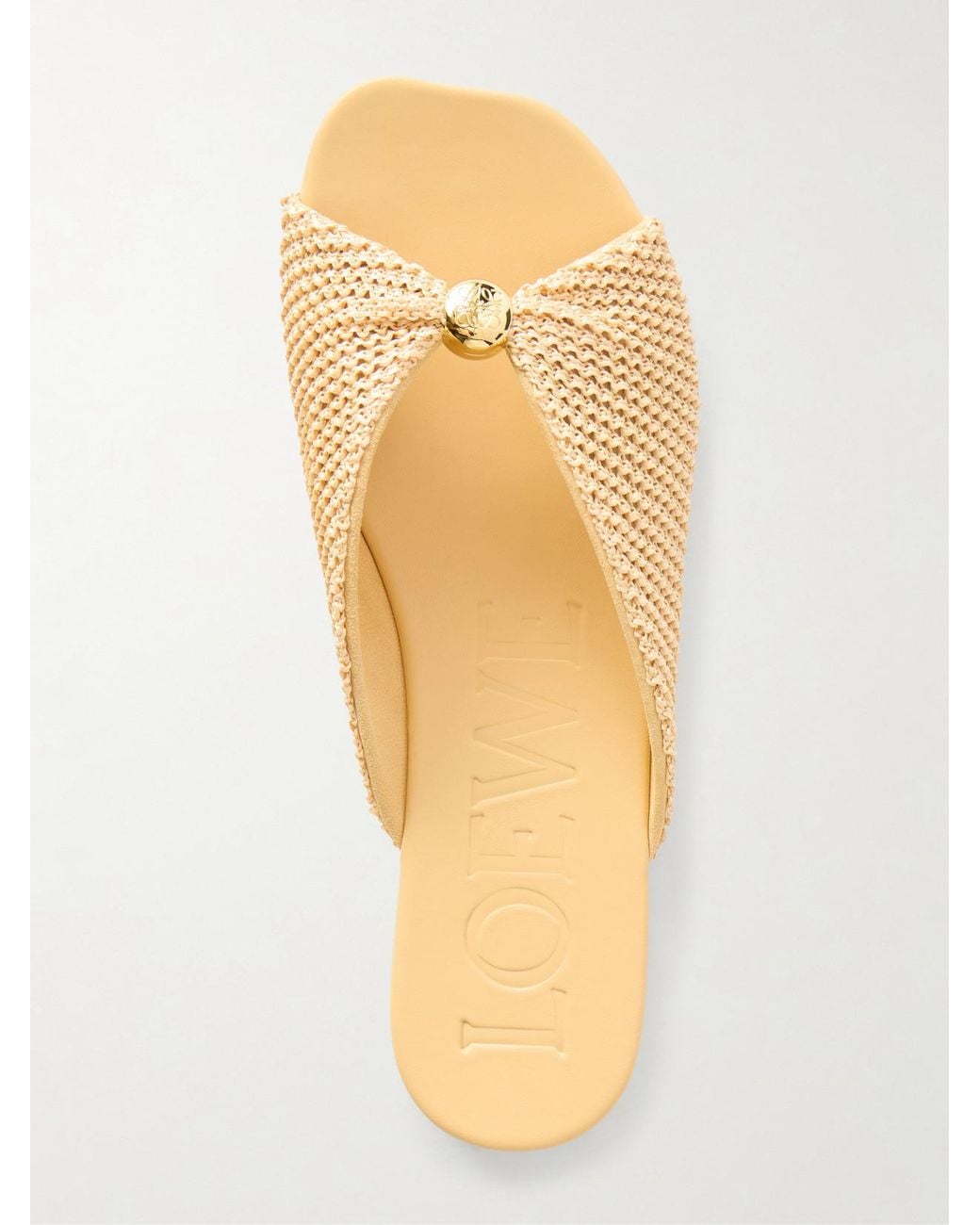 Loewe Natural Paula's Ibiza Pebble Raffia-Effect Sandals Slides