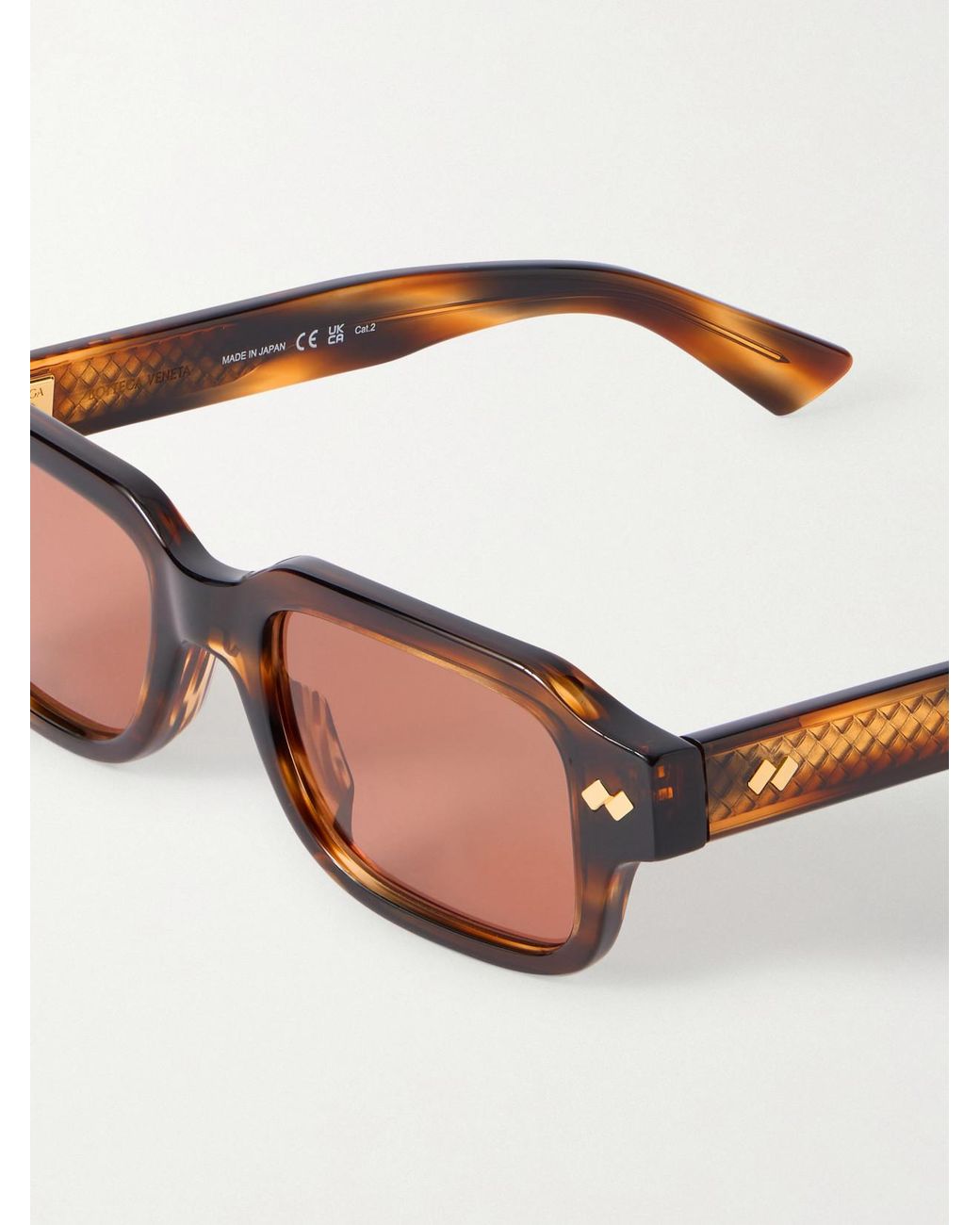 Bottega Veneta Multicolor Intrecciato Rectangular-Frame Acetate Sunglasses