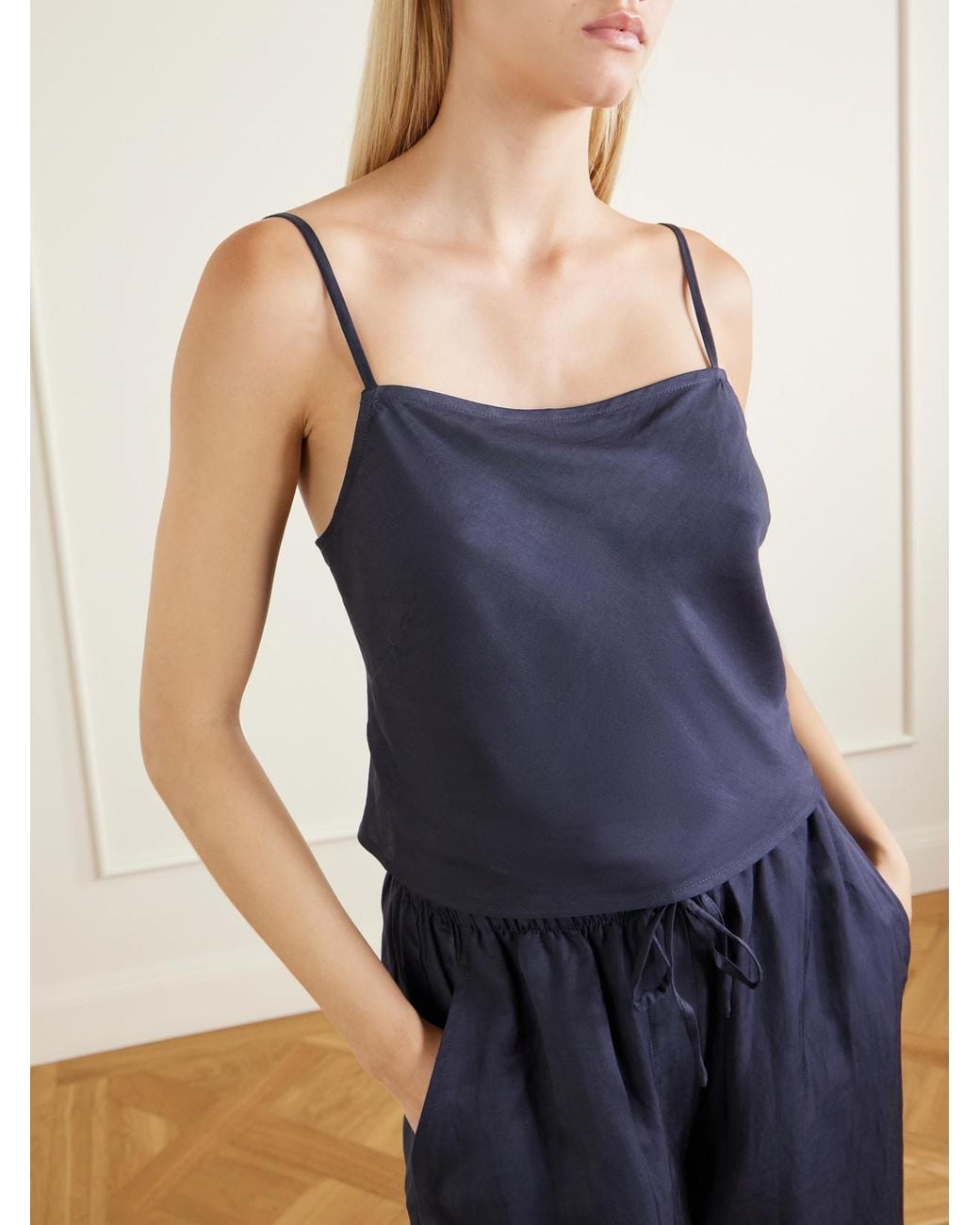 Leset Blue Daniel Satin Top