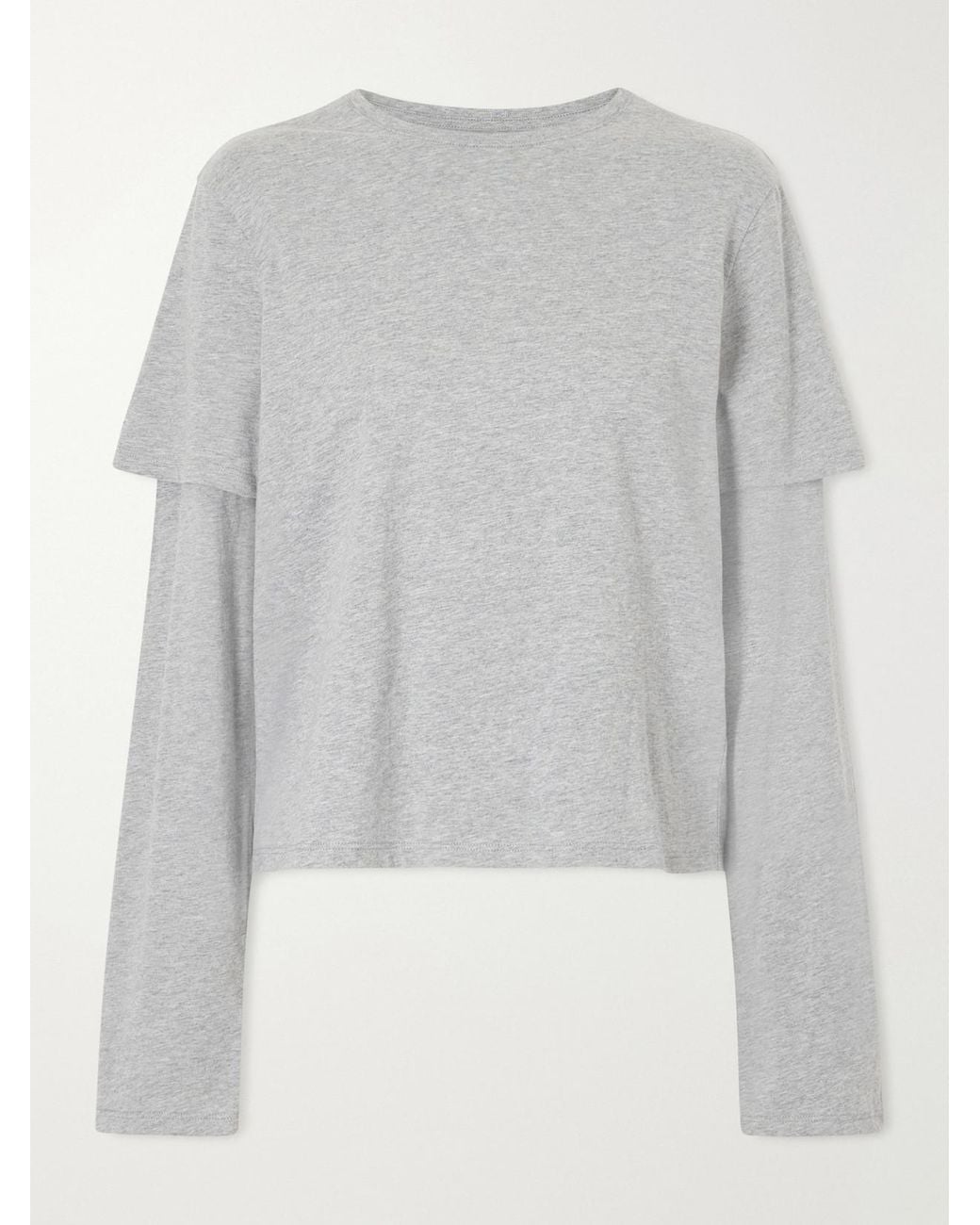 Still Here Gray 2Tee Layered Cotton-Jersey T-Shirt
