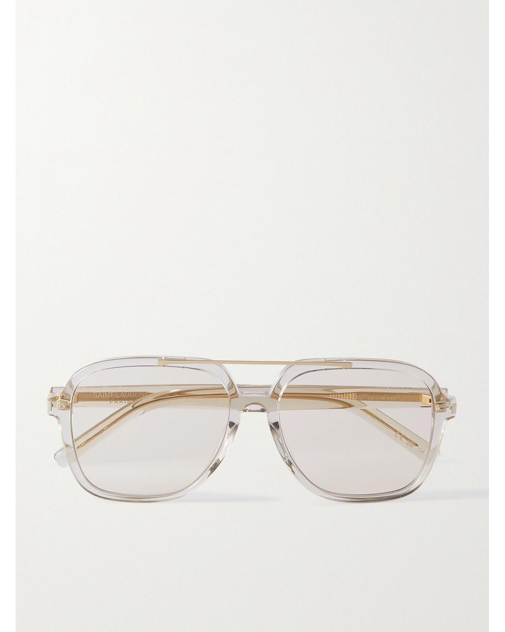 Saint Laurent Natural Aviator-Style Acetate Sunglasses