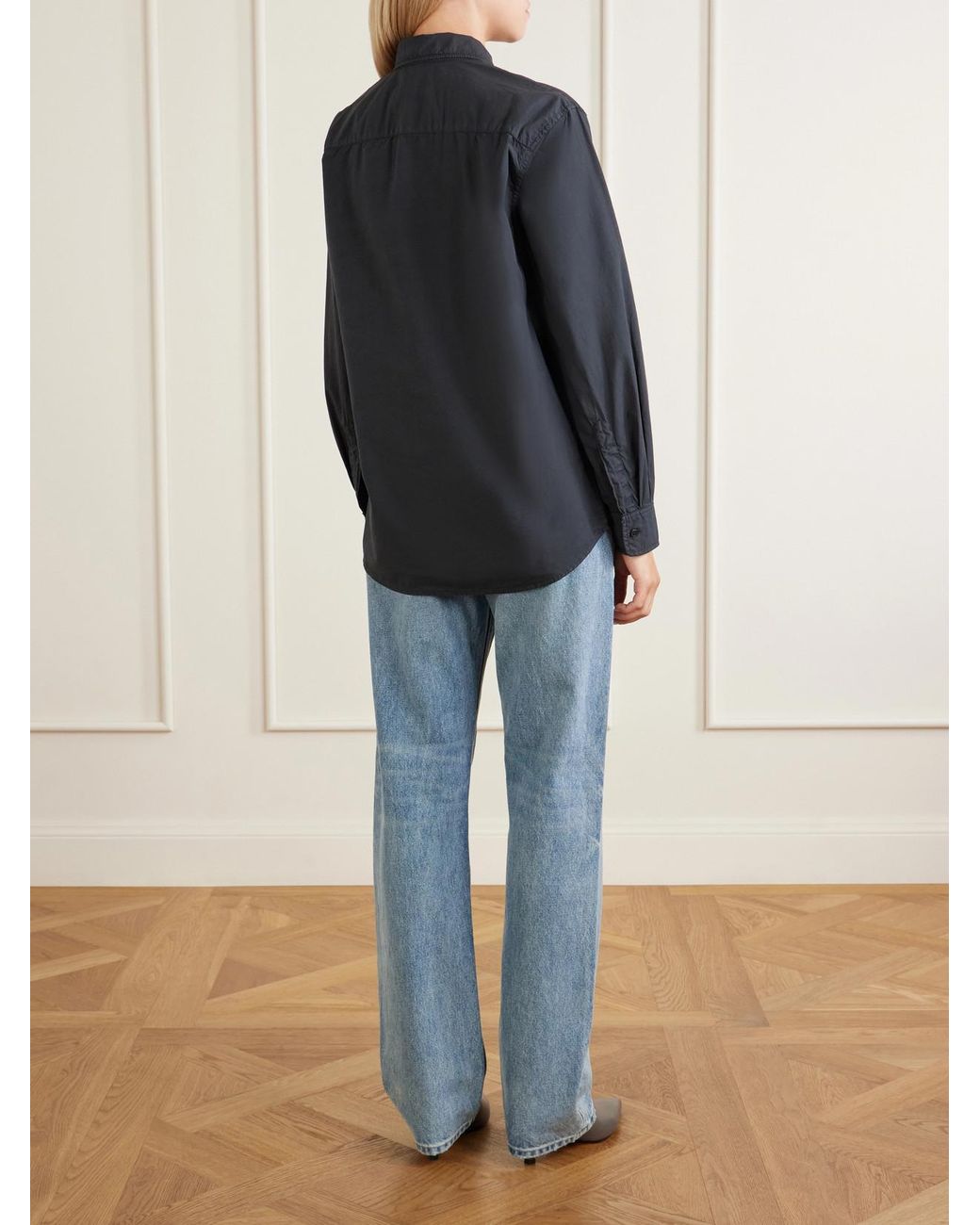 Nili Lotan Black Raphael Cotton-Poplin Shirt