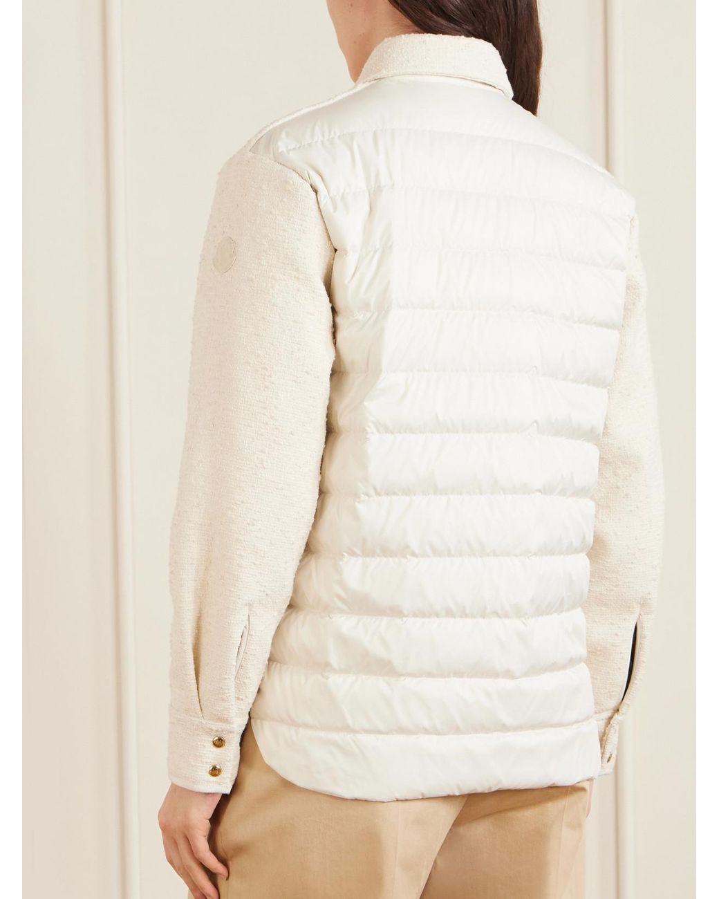 Moncler Natural Appliquéd Quilted Shell And Tweed Down Jacket