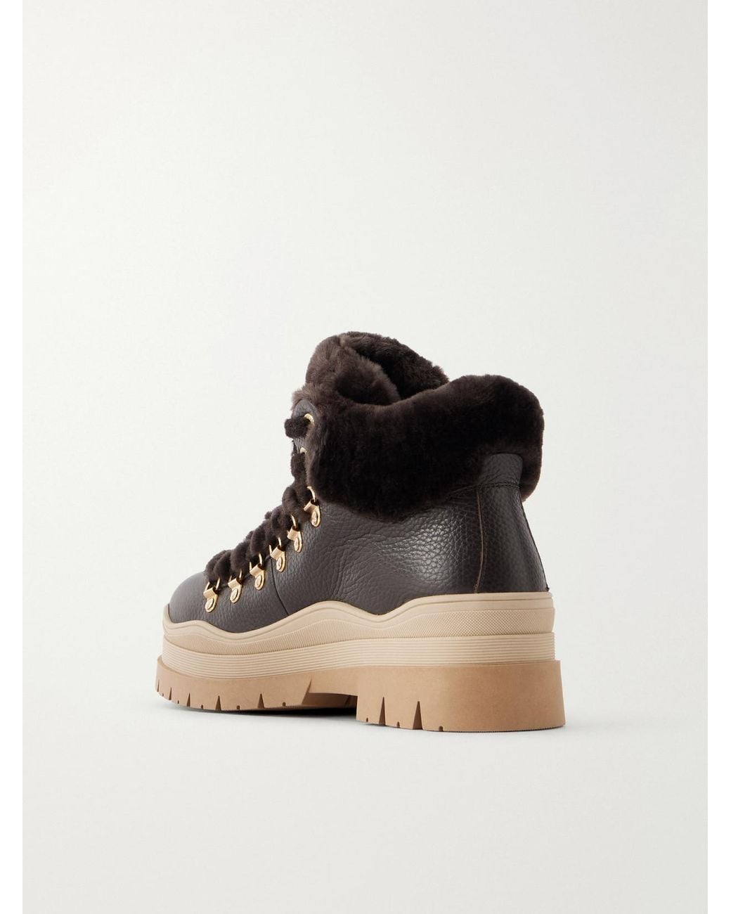 Bogner Black Arosa 9 Shearling-Trimmed Leather Ankle Boots