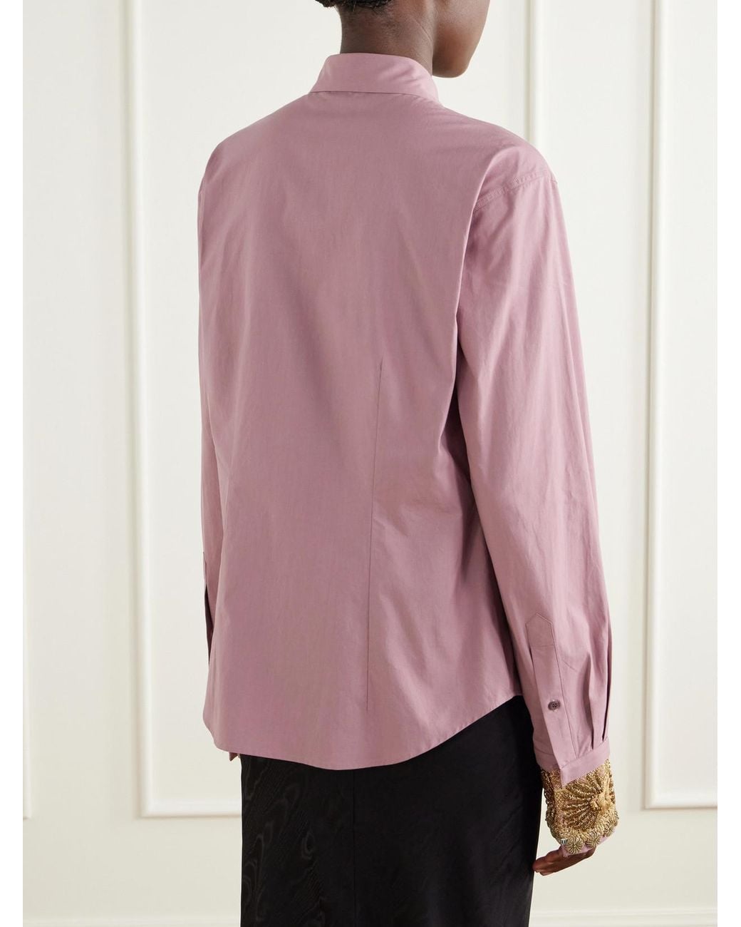 Dries Van Noten Pink Embroidered Cotton-Poplin Shirt