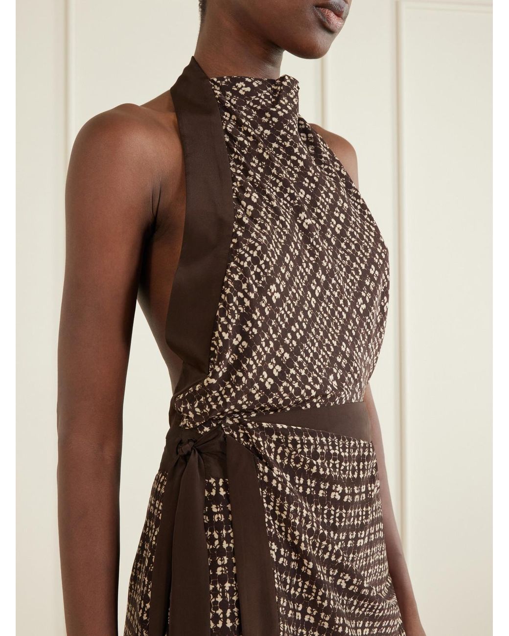 Sir Brown Astrid Open-Back Printed Satin Mini Dress