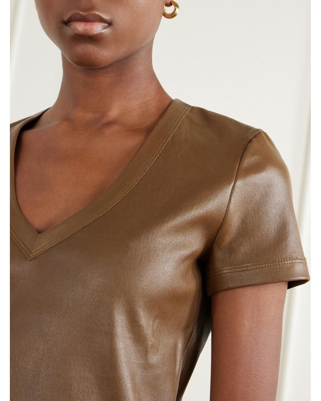 Stouls Brown Gigi Leather T-Shirt