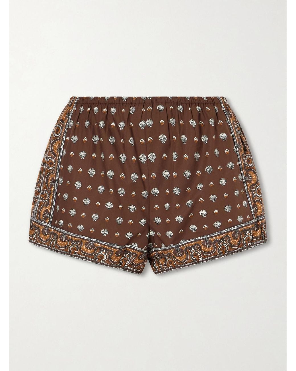 Doen Brown Vienna Printed Cotton Shorts