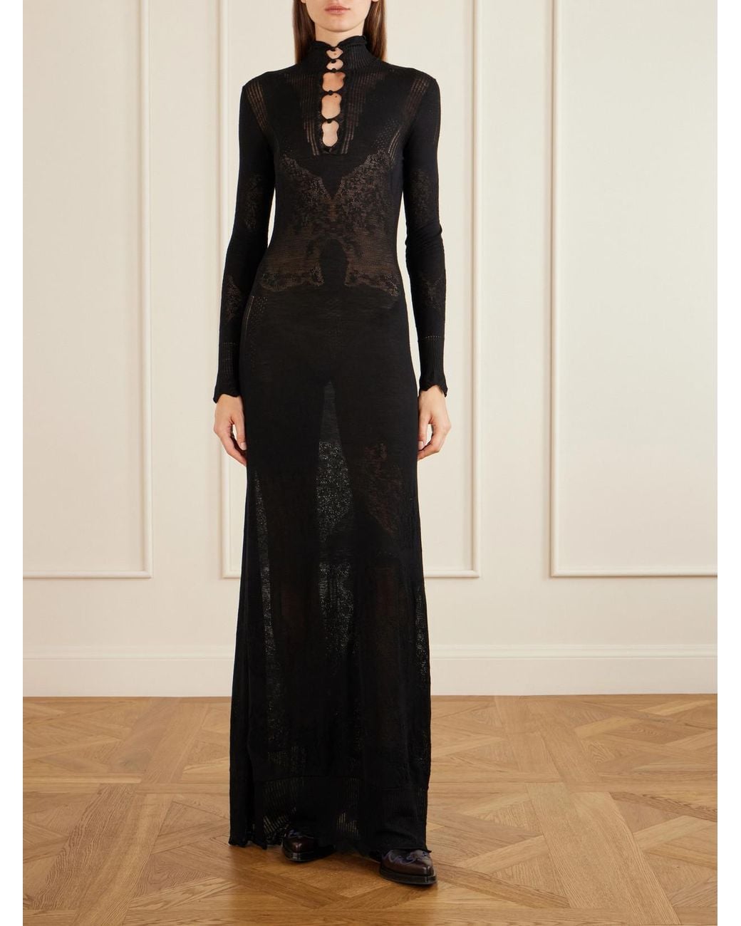 Gabriela Hearst Black Solace Ribbed-Knit Virgin Wool Maxi Dress
