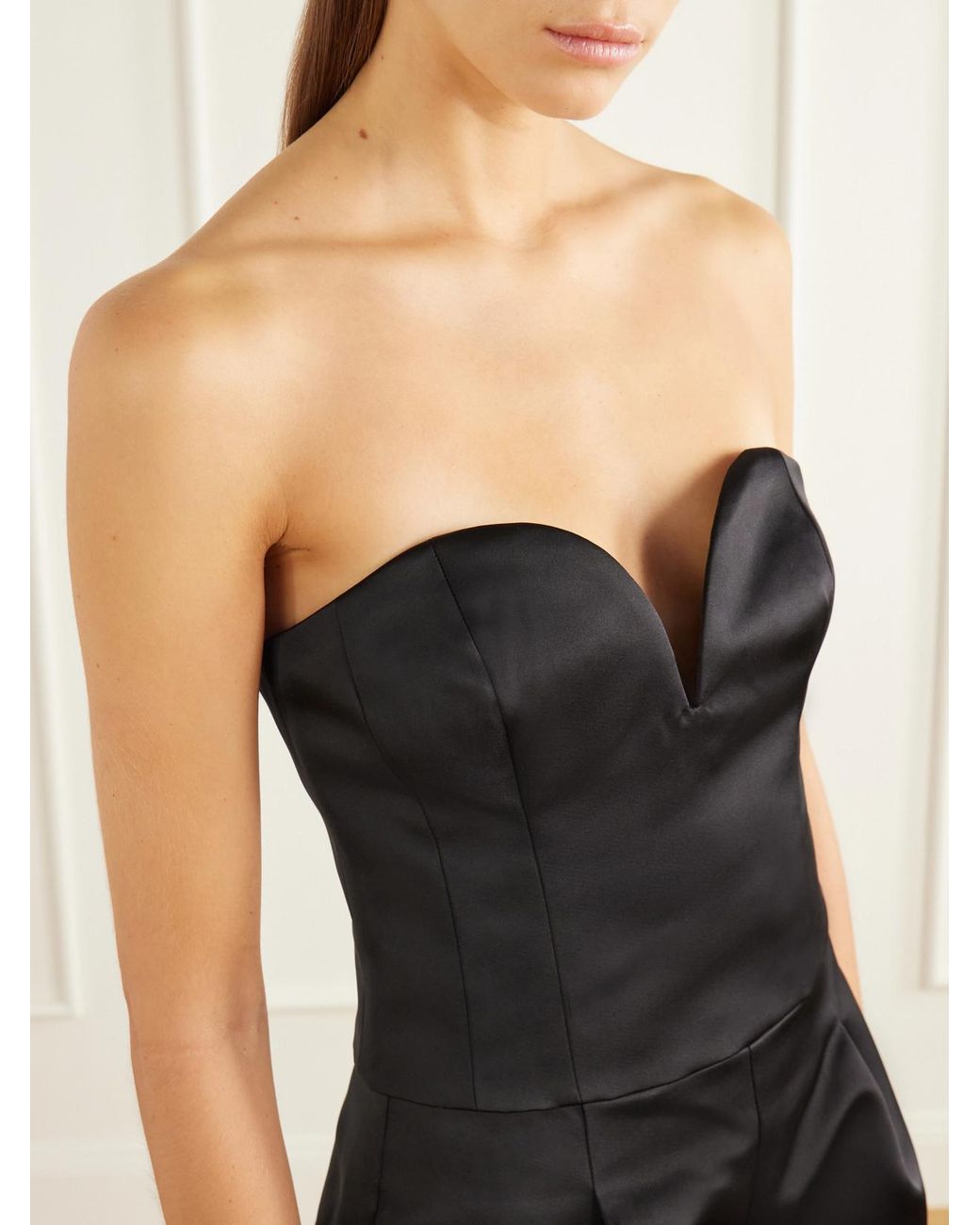 Ulla Johnson Black Ottavia Bustier Duchesse-Satin Top