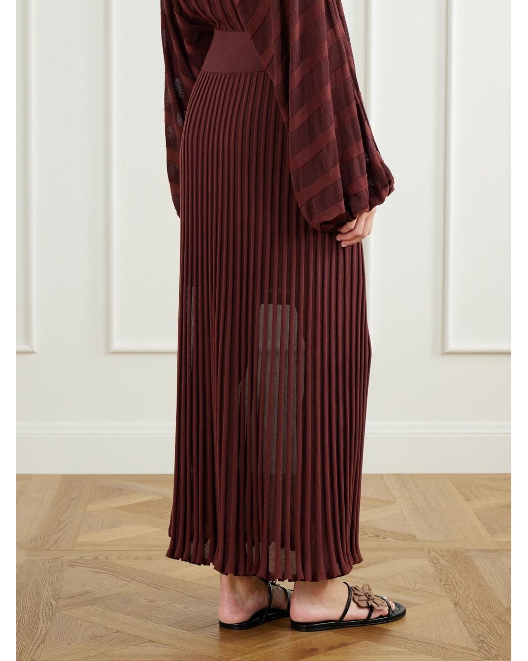 Zimmermann Purple Clash Striped Jersey Midi Skirt