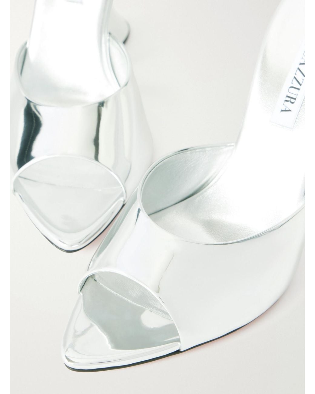 Aquazzura White Bisous 95 Metallic Leather Wedge Sandals