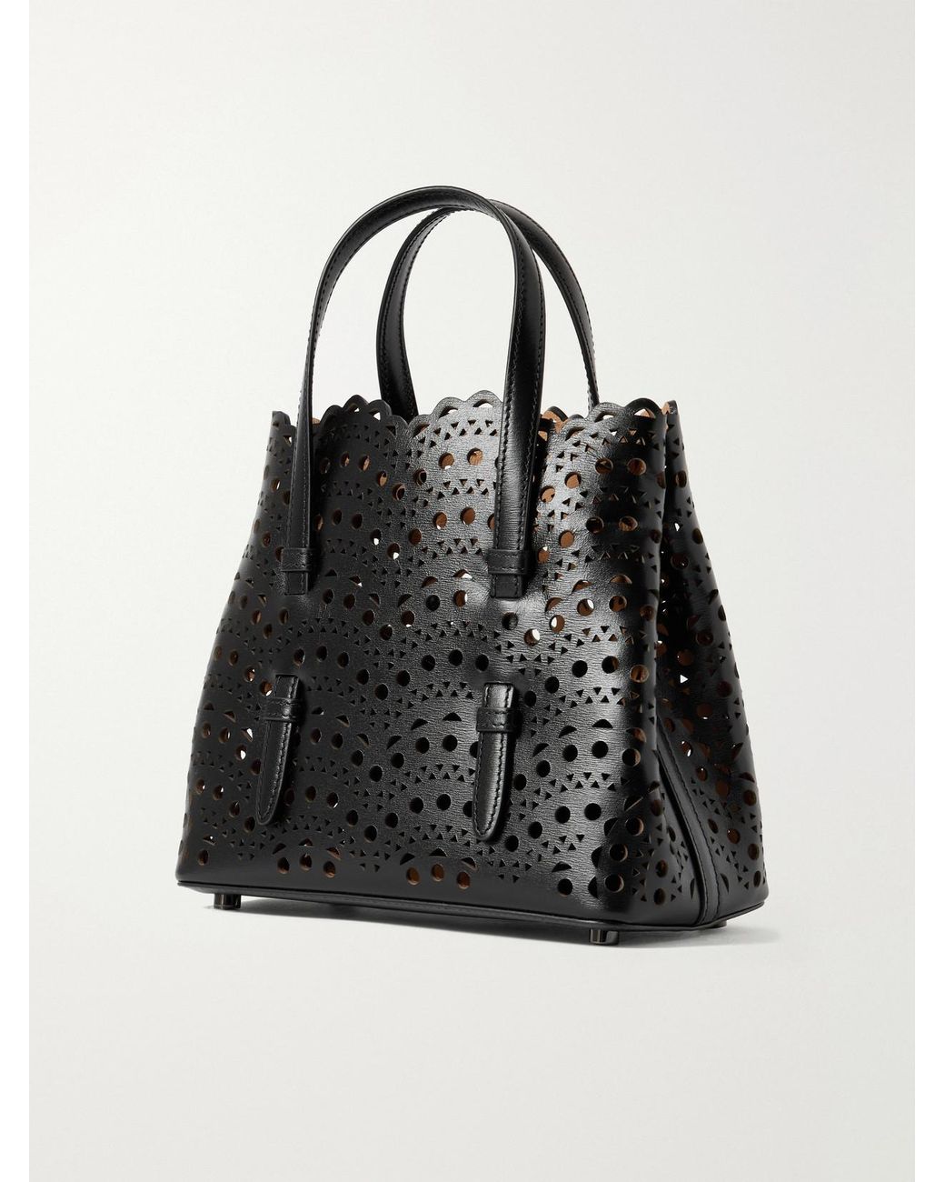 Alaïa Black Mina 20 Laser-Cut Leather Tote