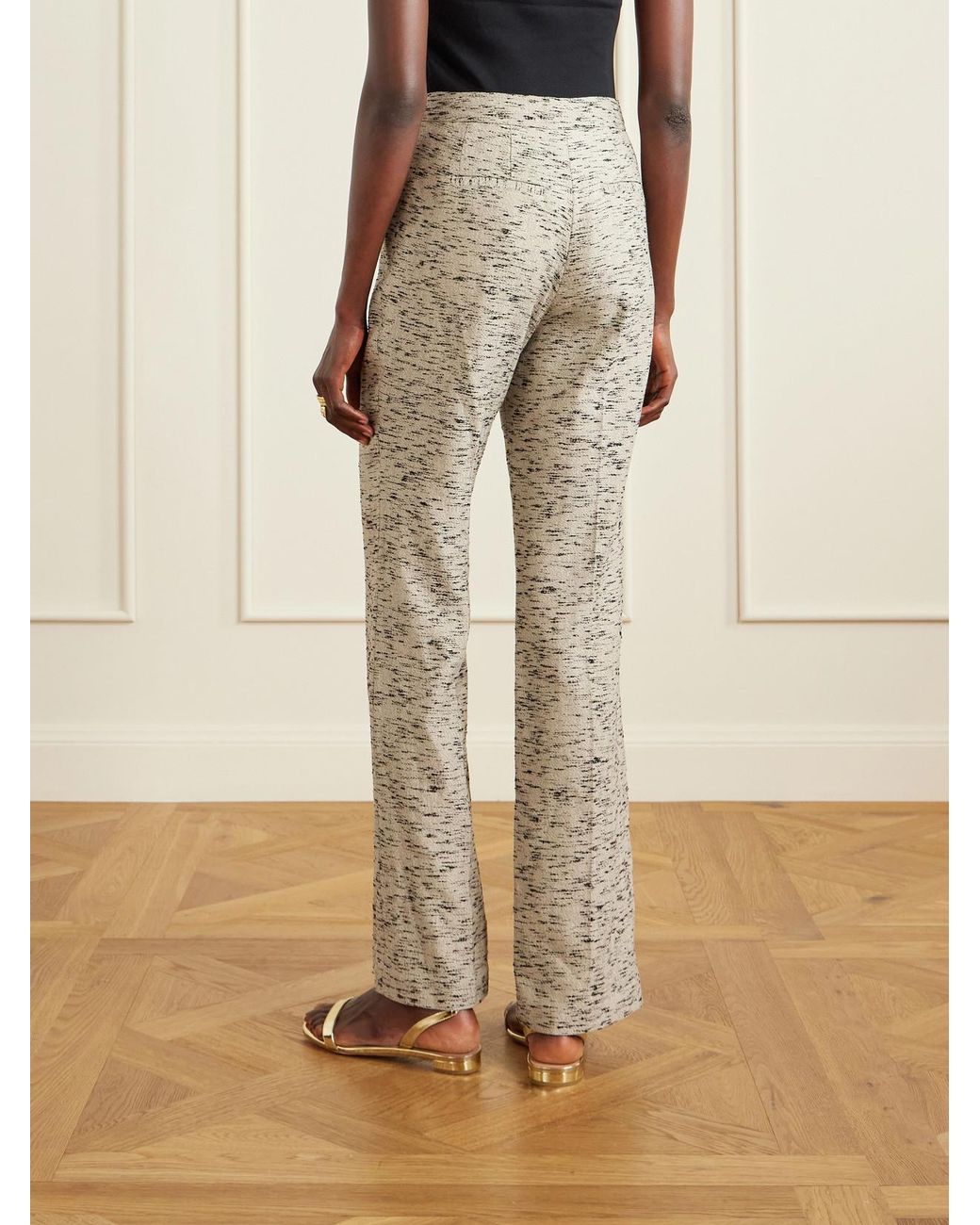 Ulla Johnson White Blanca Tweed Straight-Leg Pants