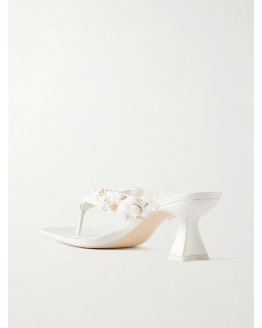 Cult Gaia Natural Abi Bead-Embellished Leather Thong Sandals