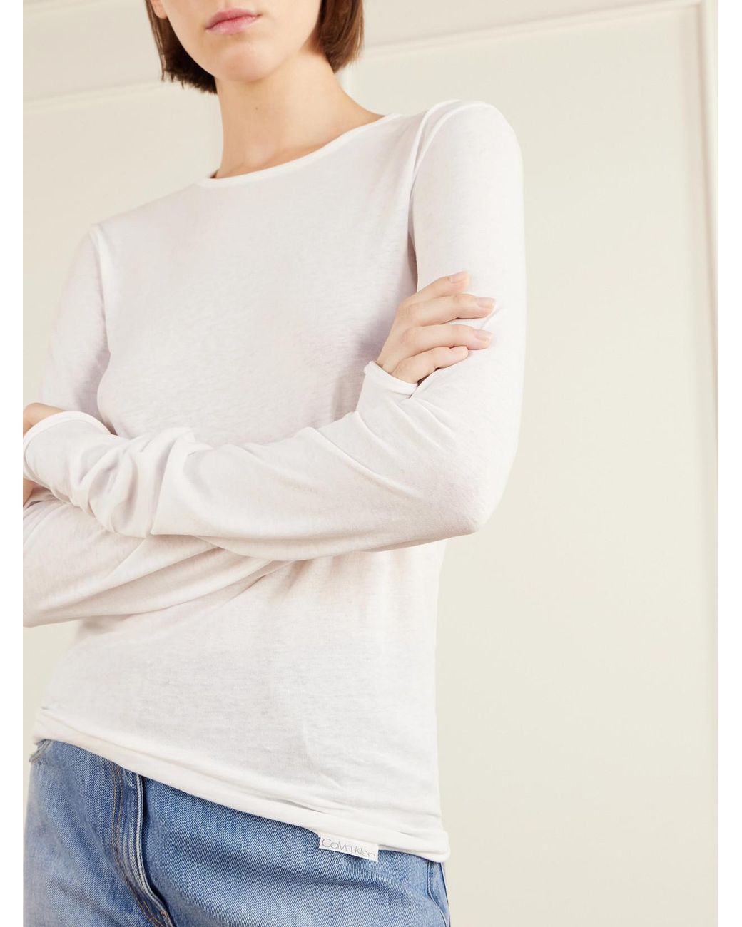 Calvin Klein White Gardénia Cotton-Jersey T-Shirt