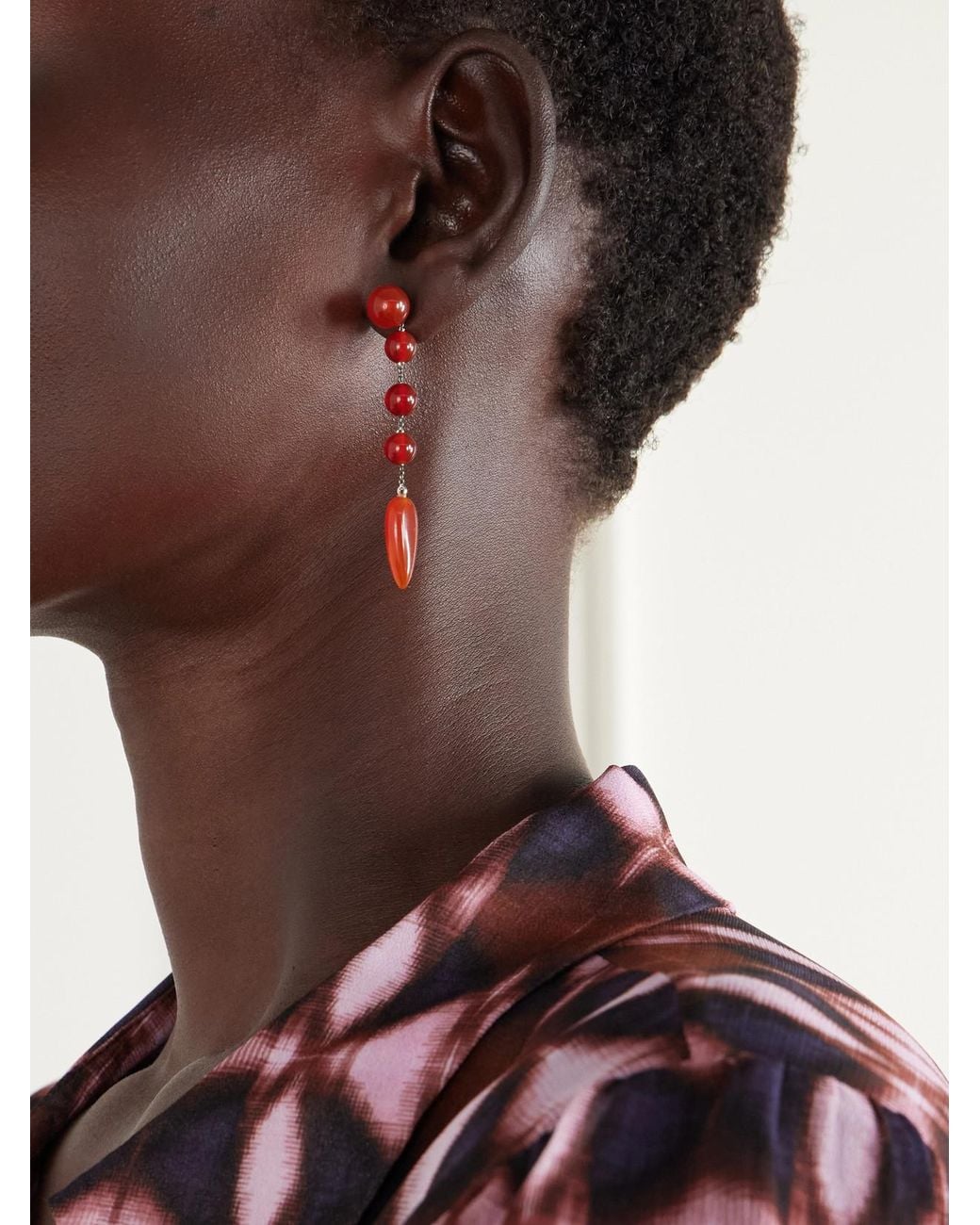 Sophie Buhai White Phoenician Small Sterling And Carnelian Beaded Earrings