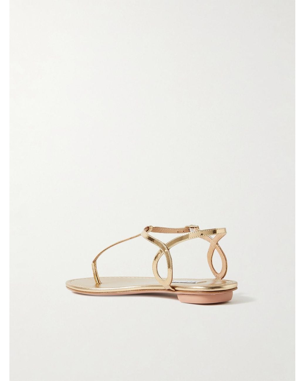 Aquazzura Natural Almost Bare Metallic Leather Sandals