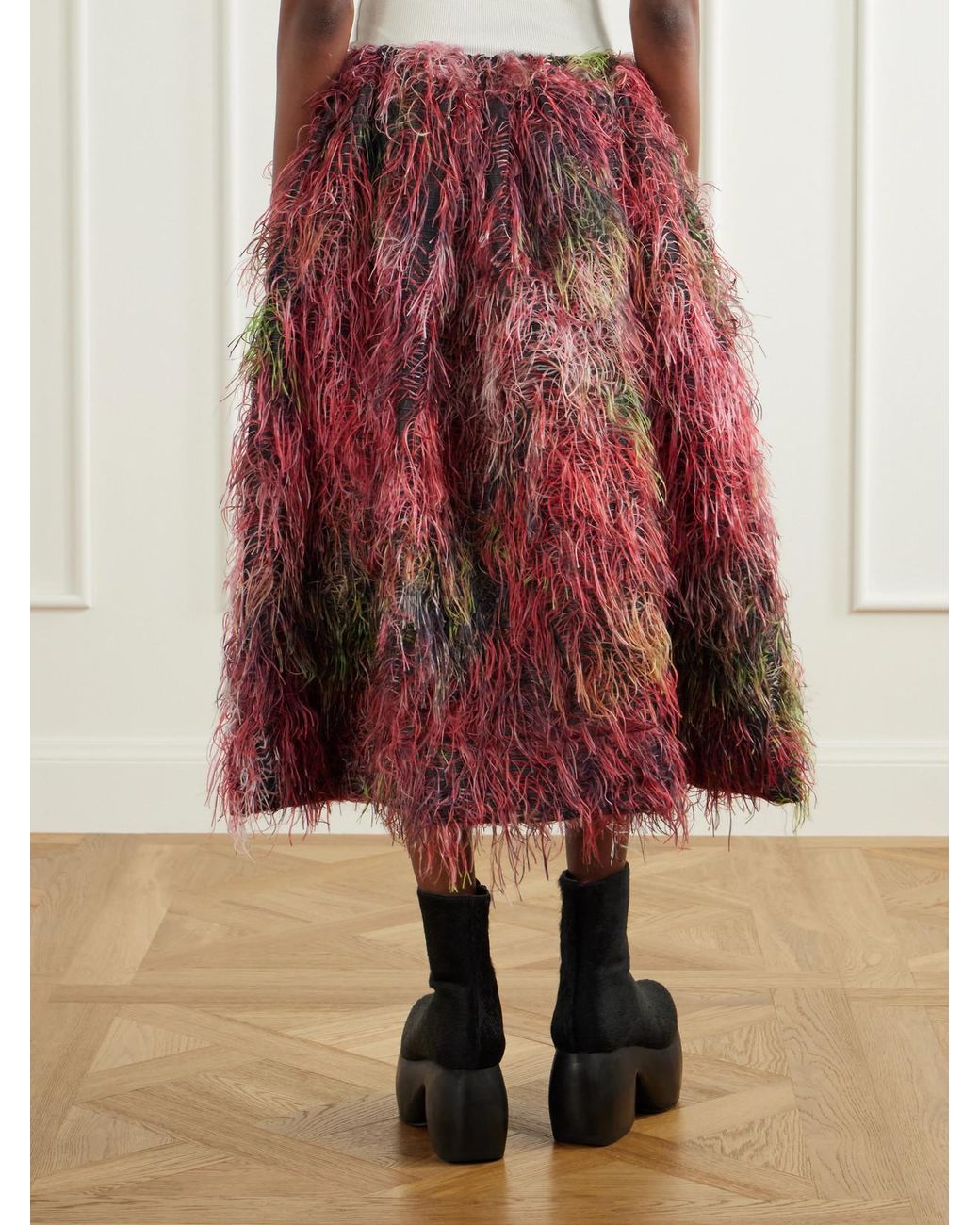 Comme des Garçons Textured Fringed Midi Skirt
