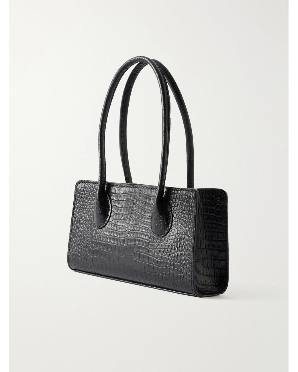 LIE STUDIO Black The Lou Croc-Effect Leather Shoulder Bag