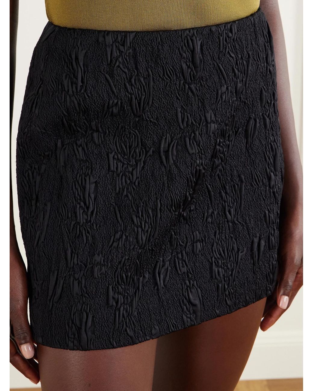 Balmain Black Floral-Jacquard Cloque Mini Skirt
