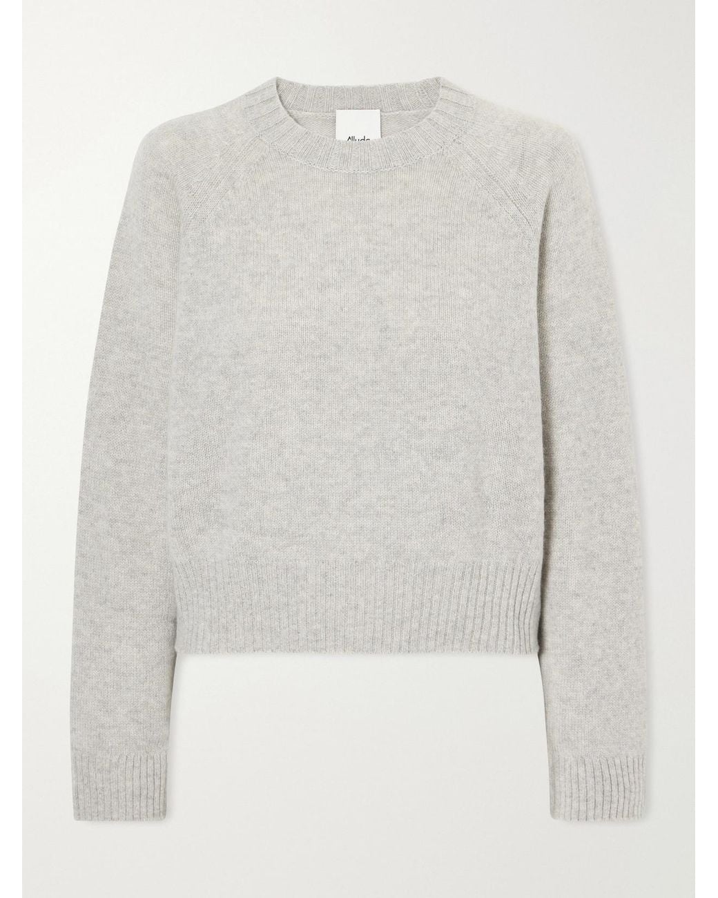 Allude White Rib-Trimmed Cashmere Sweater