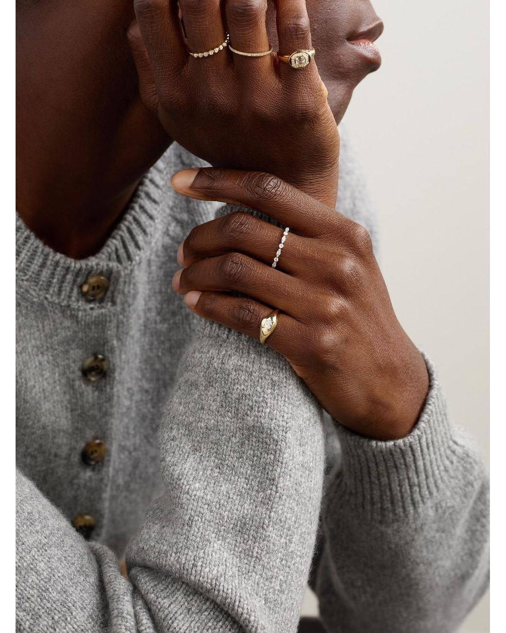 STONE AND STRAND Natural The Essential 14-Karat Diamond Pinky Ring