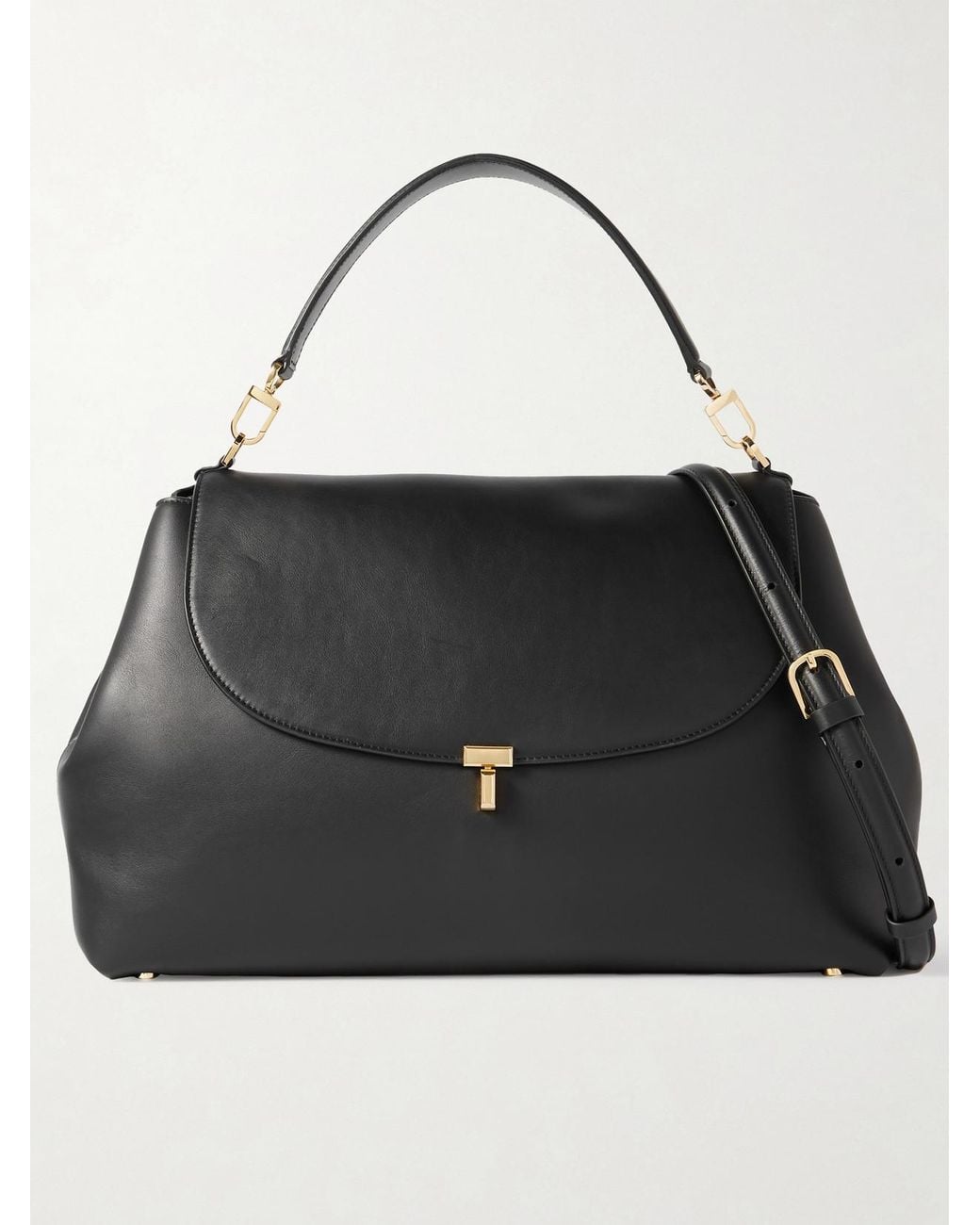 Totême Black T-Lock Large Leather Shoulder Bag