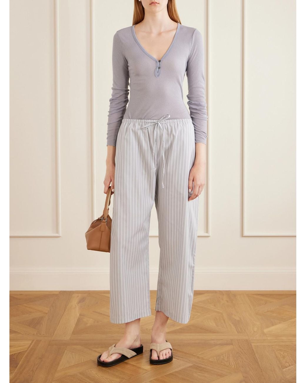 James Perse Purple Ribbed Cotton And Cashmere-Blend T-Shirt