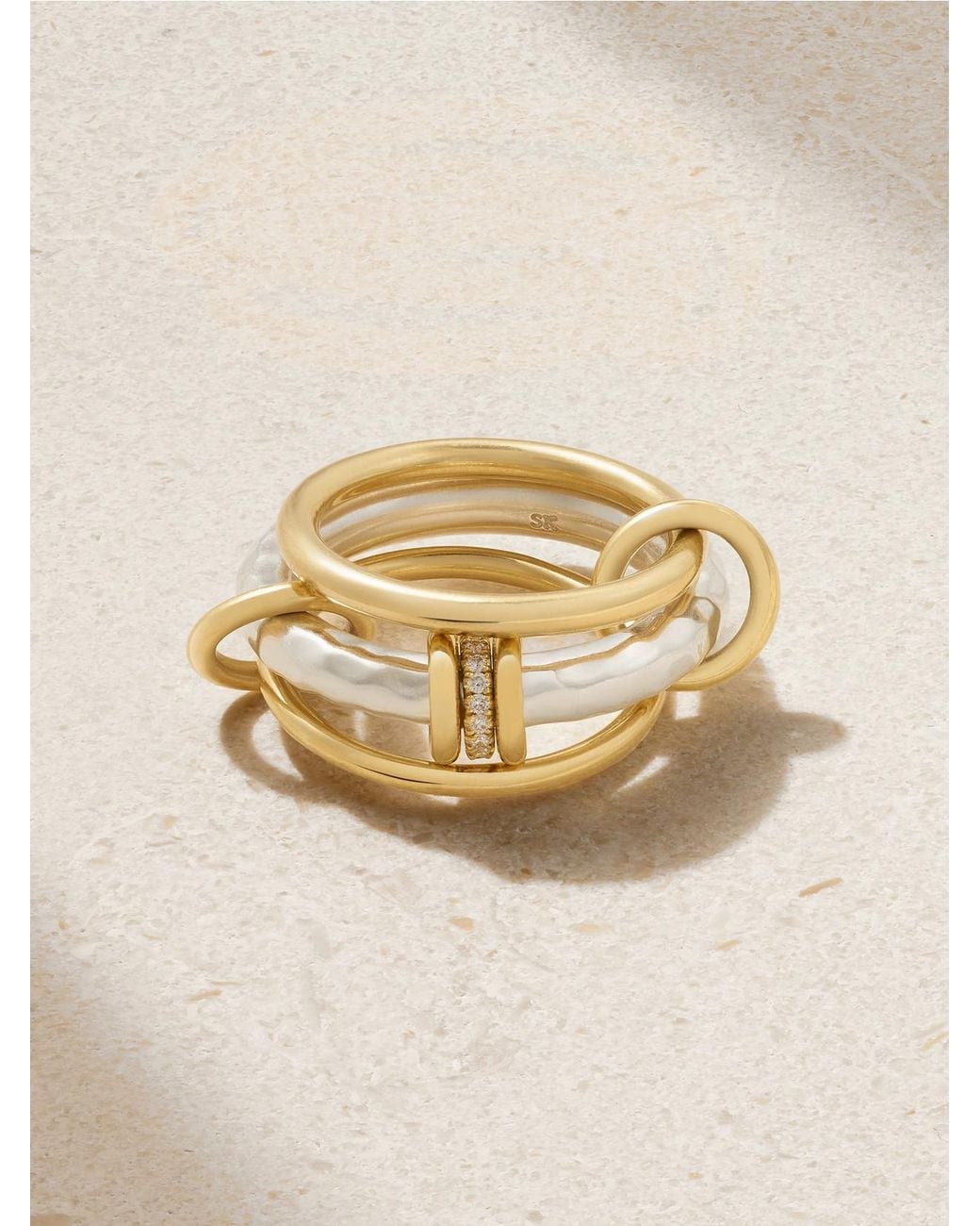 Spinelli Kilcollin Natural Gemini Set Of Three 18-Karat And Diamond Rings